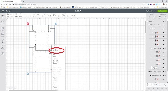 cut SVG boxes using Cricut - ungroup