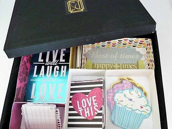 SVG boxes organizing journal cards in black store box 2