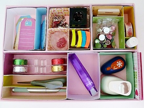 SVG boxes organizing craft supplies in store drawer organizer