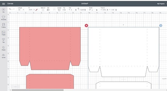 Screenshot of Cricut Design Space with SVG template shrunk.