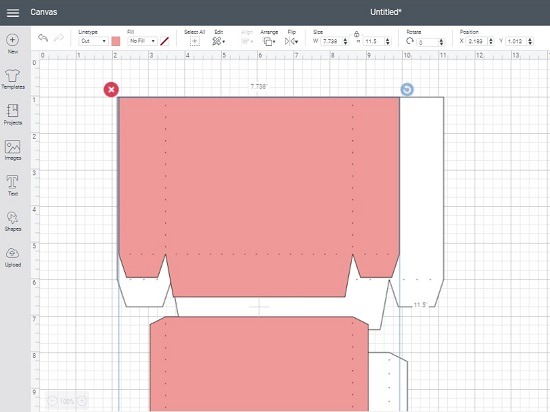 Screenshot comparing the same SVG template shrunk in Cricut Design Space.