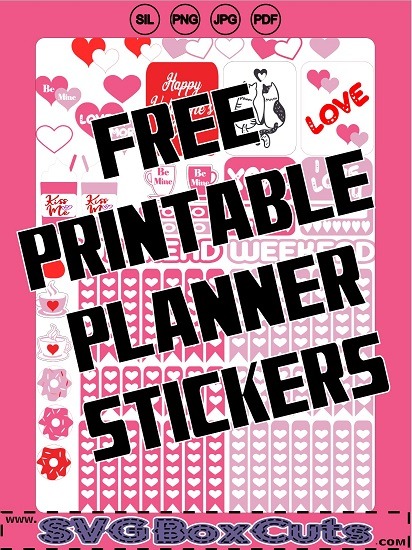 FREE Pink Valentine's Day Printable Planner Stickers - Set 2