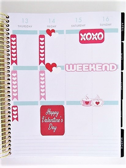 FREE Valentine's Day Printable Planner Stickers - Planner Layout 3
