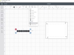 Overlap, align, and space circles for SVG scalloped box lid using Cricut Design Space.