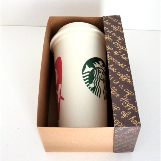 A Starbucks 16oz Coffee Cup inside horizontal SVG Gift Box